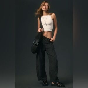The Izzie Relaxed Pull-On Barrel Pants by Pilcro- Black
